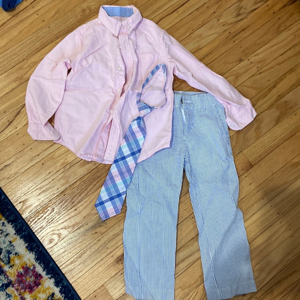 Janie and Jack size 4 boys seersucker blue Easter outfit